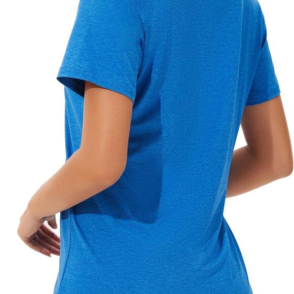 6 Pack Workout Shirts Women V-Neck T Shirts Athletic Short Sleeve UPF 50+ UV Sun - Picture 5 of 6